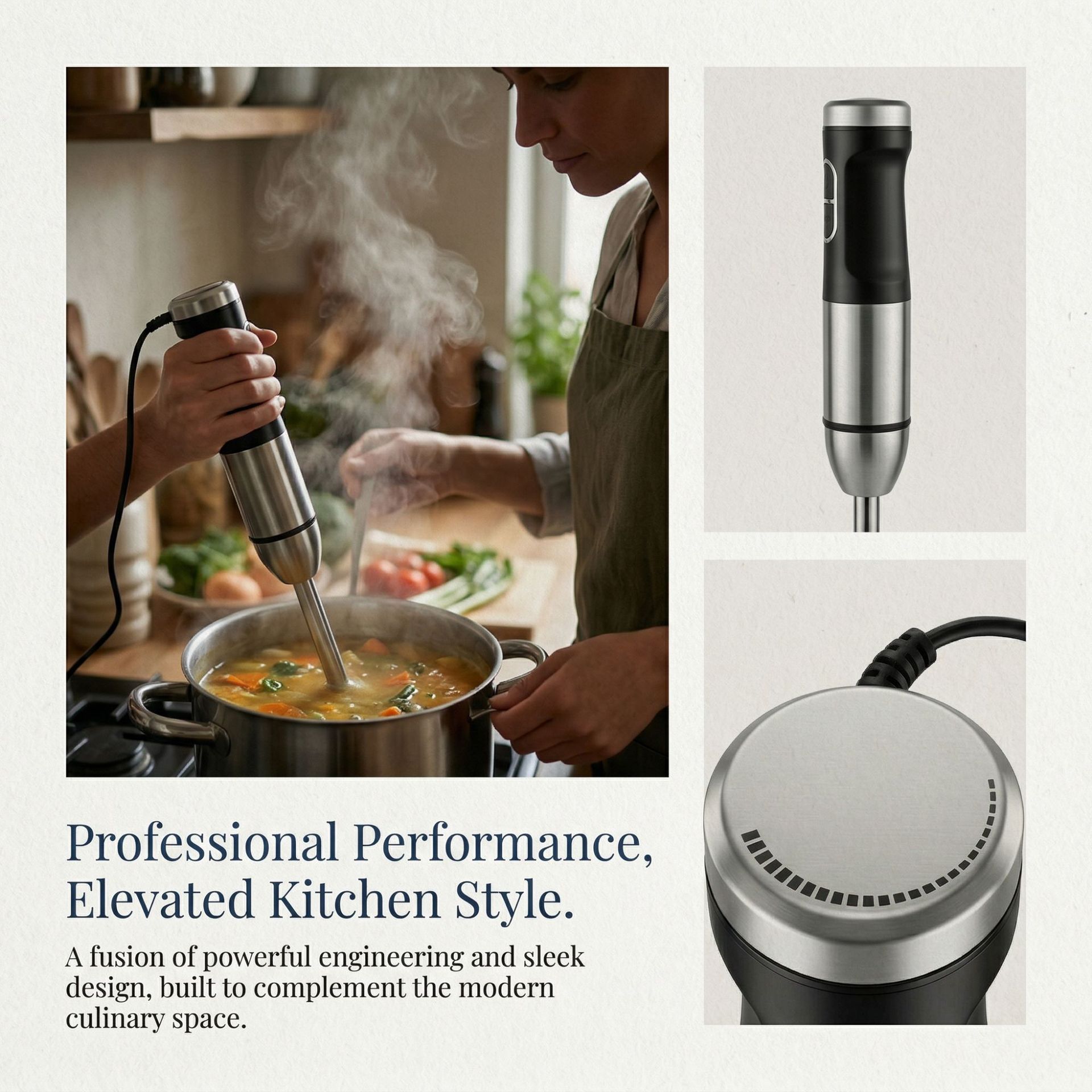 4-in-1 Hand Blender, Blends, Chops, Whisks, and Grinds All in One Machine, 25-Speed Adjustment with TURBO Boost, Splash-Proof and Easy to Disassemble and Clean โ image 4