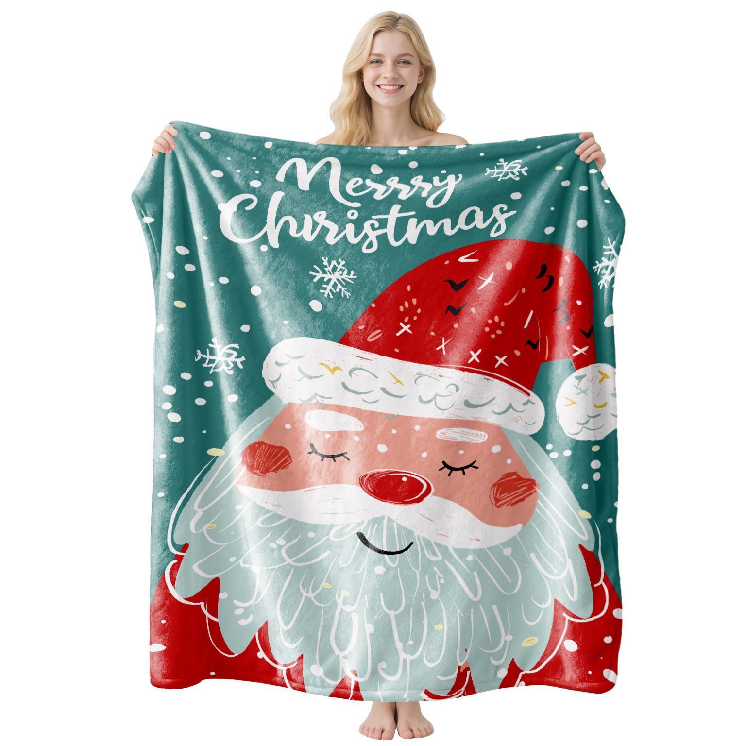 Holiday‑Print Soft Flannel Air‑Conditioning Blanket, Decorative Small Throw, Sweet Present For Christmas & Halloween Leisure Use, Style FLR‑103, Size XS