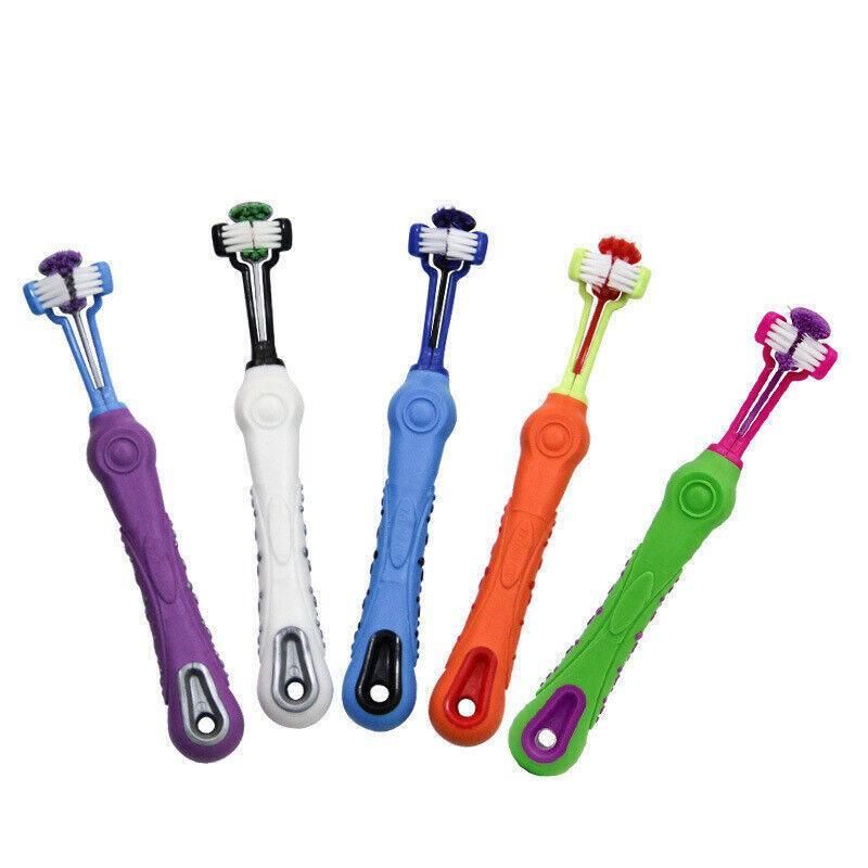 3-Sided Pet Toothbrush Dog Removing Bad Tartar Breath Dental Cleaning Mouth - Purple — image 3