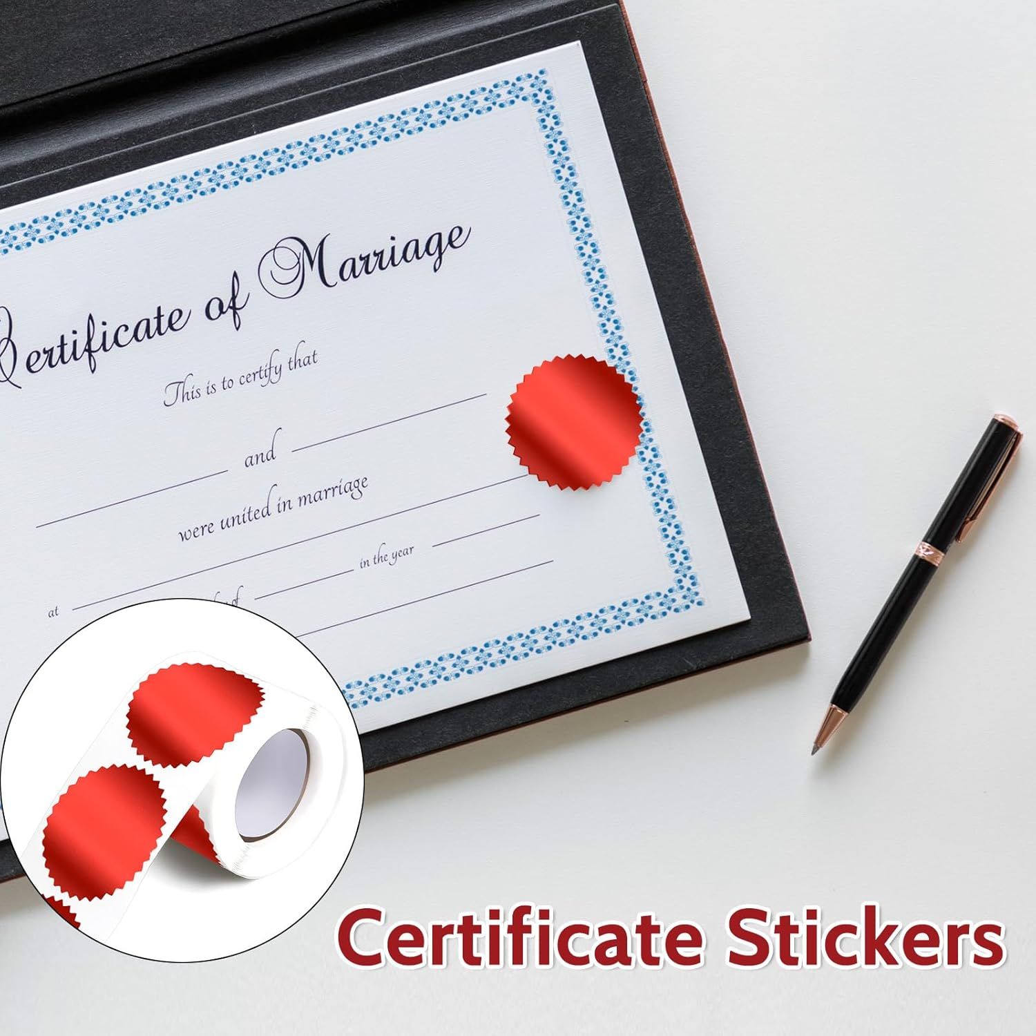 Red Embossing Stickers 2" Round Labels Foil Blank Stickers Metallic Seals for Package, Wedding Envelope, Graduation, Valentine's Day,Certificate Wafer Seals — image 5