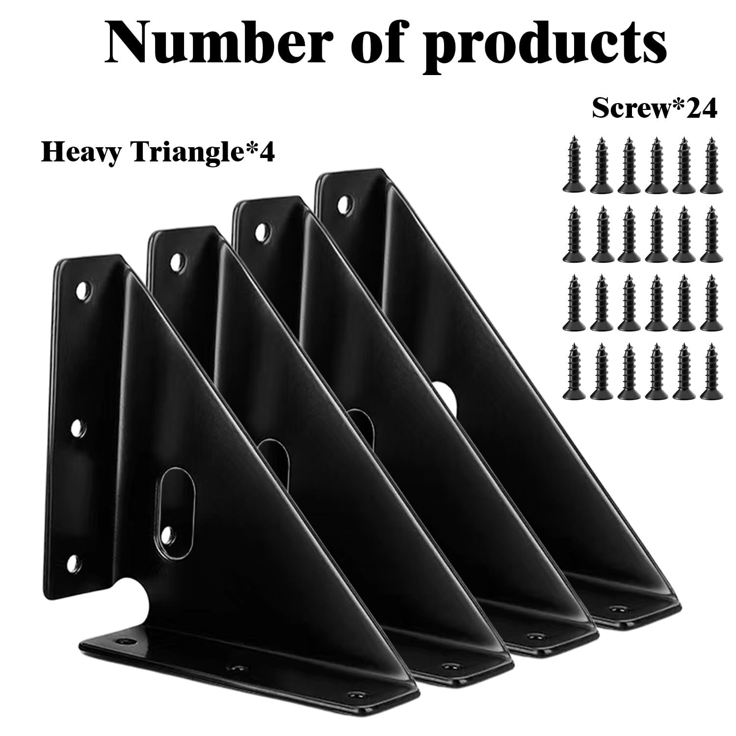 Heavy Duty Gusset Joints 4 Pcs, Bracket Corner Brace Bracket Fasteners, Furniture Shelf Support Joint Fasteners for Table, Cabinet Bed Stabilization (Black) — image 2