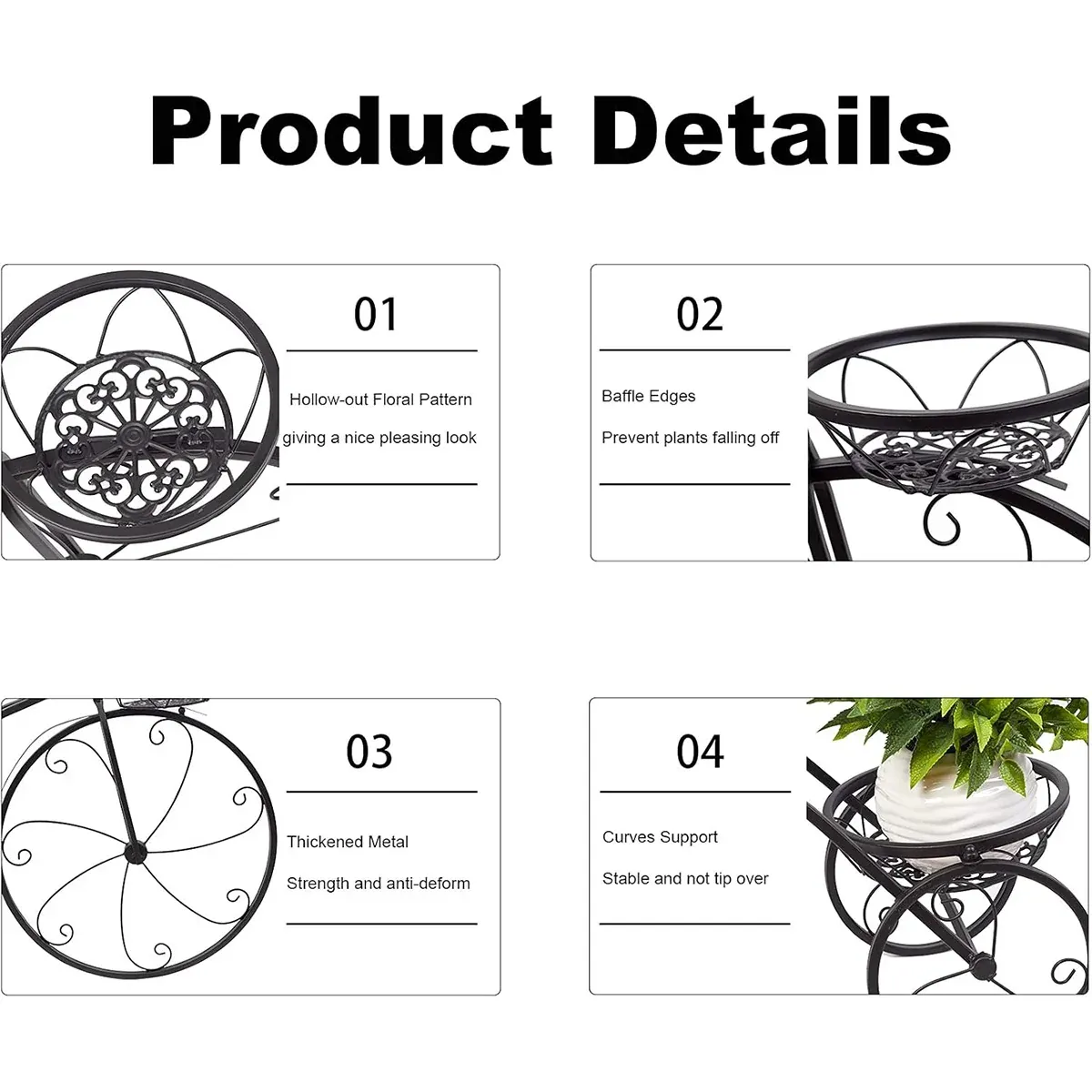 European Style Multi Layer Iron Bicycle Basket Flower Rack Outdoor Garden Decor β image 4