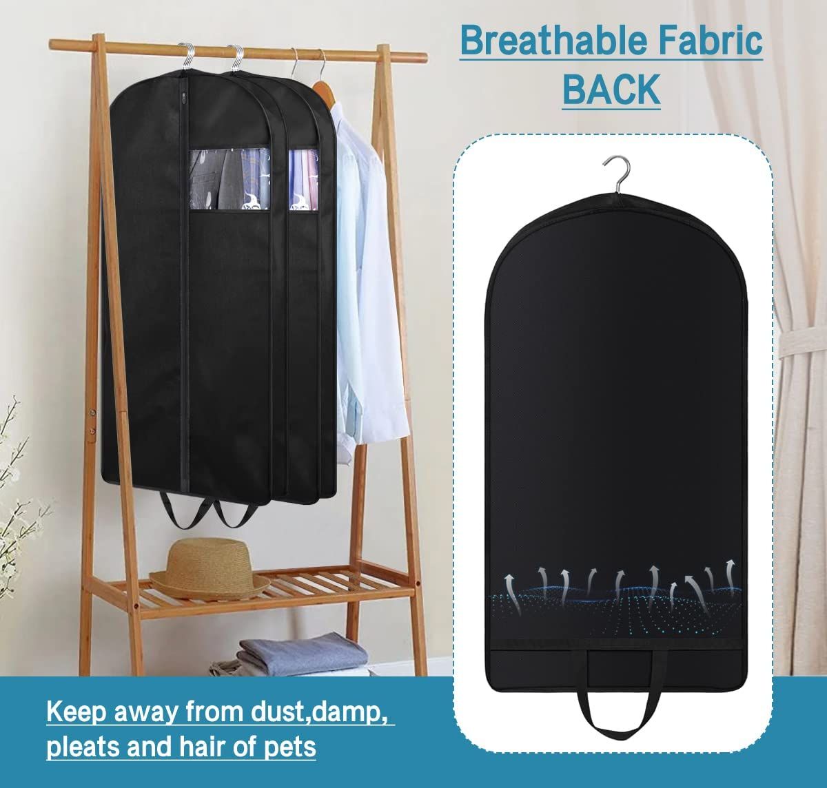 Travel Garment Bag with Zipper Pocket, Suit Bag for Suits, Dresses, Coats Men Suit Cover With Handles for Clothes, Coats, Jackets, Shirts(3 Packs) — image 3