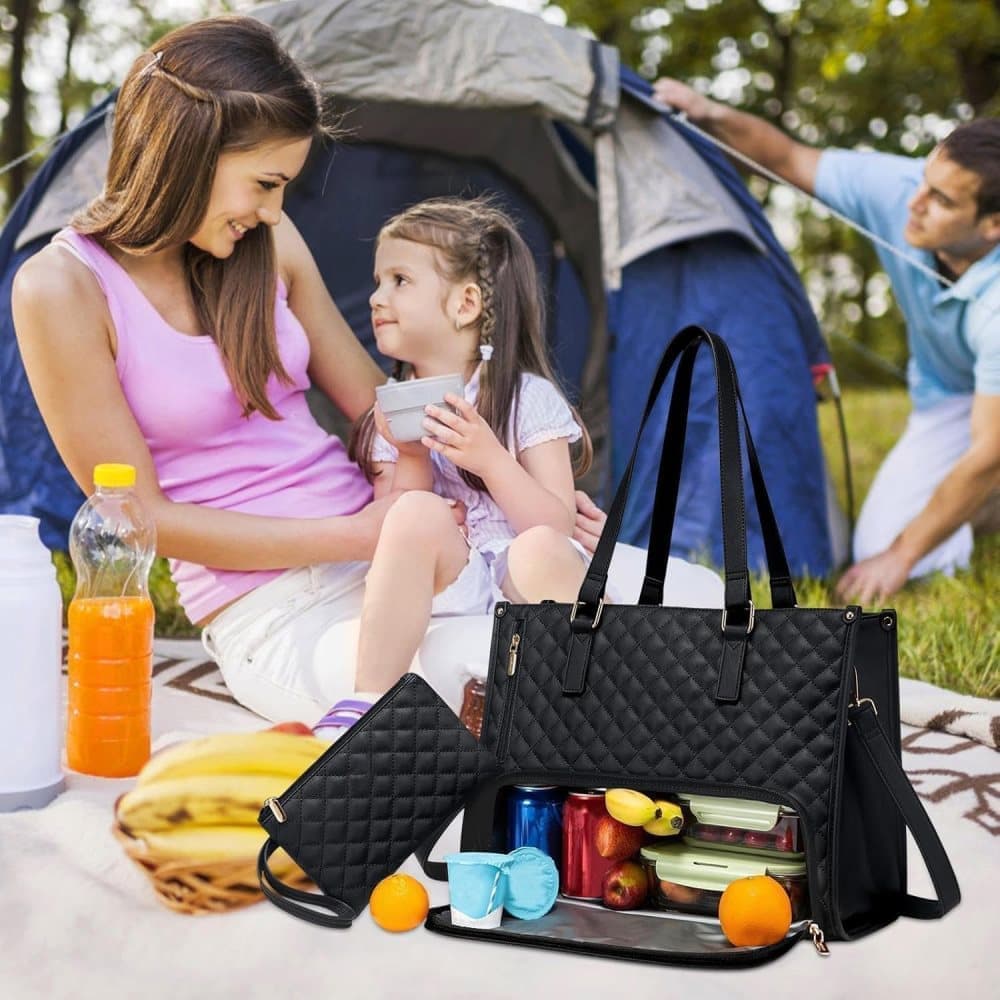 15.6 Inch 2-in-1 Insulated Leak-Proof Cooler Bag with Laptop Compartment, Beige โ image 5