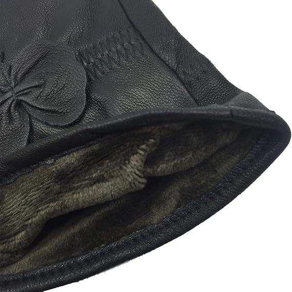 Winter Warm Fleece Lined Leather Gloves - Black - Size L - 1 Pair - Stylish Cold Weather Accessory — image 6