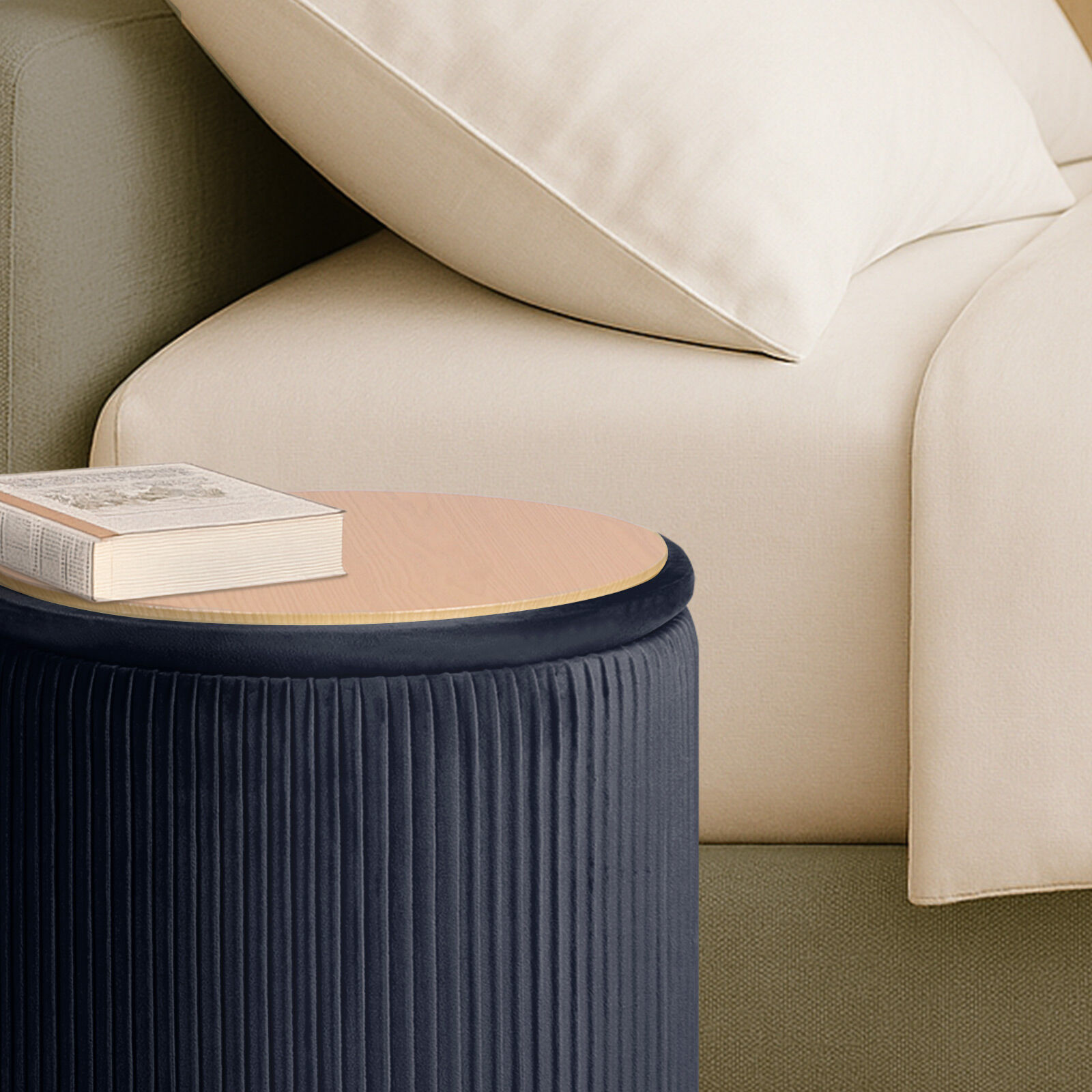 2X Side Table Storage Ottoman - Velvet Stool MIRA Black โ image 5