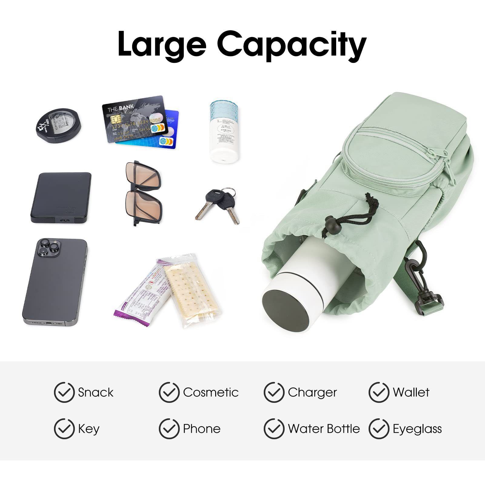 Water Bottle Holder with Strap 32oz 40oz Insulated Water Bottle Carrier Sling Bag with Phone Pocket Water Bottle Sleeve โ image 5