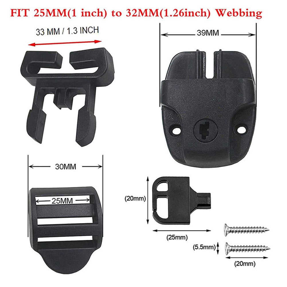 4 Set Spa Cover Latch Replacement Kit With Slots - Includes 4 Latches Tracks Keys & Screws For Hot Tub Cover Repair - Black Plastic — image 5