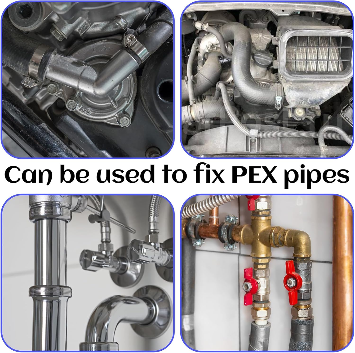 Biaungdo 50 Pcs 3/8 Inch PEX Cinch Clamps Crimp Rings, 304 Stainless Steel PEX Cinch Crimp Rings Pinch Clamps Single Ear Hose Clamp for PEX Tubing Pipe — image 5