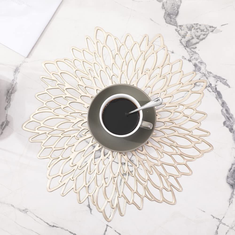 Placemats 3.9inch Pressed Vinyl Round Table Mates for Dining Washable and Wipeable Kitchen Place Mat for Holiday โ image 3