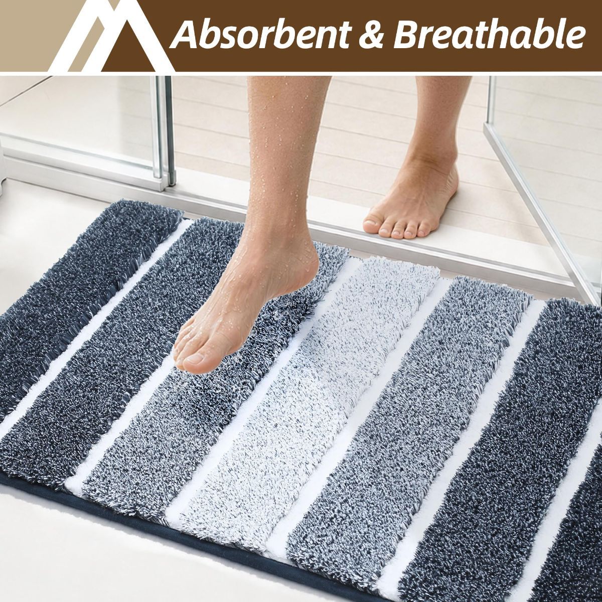 Bathroom Rugs, Ultra Soft Absorbent Bath Mat, Beige | Non-Slip TPR Backing Stays in Place, Machine Washable Bath Rugs Shaggy Rug for Bathroom Floor — image 3