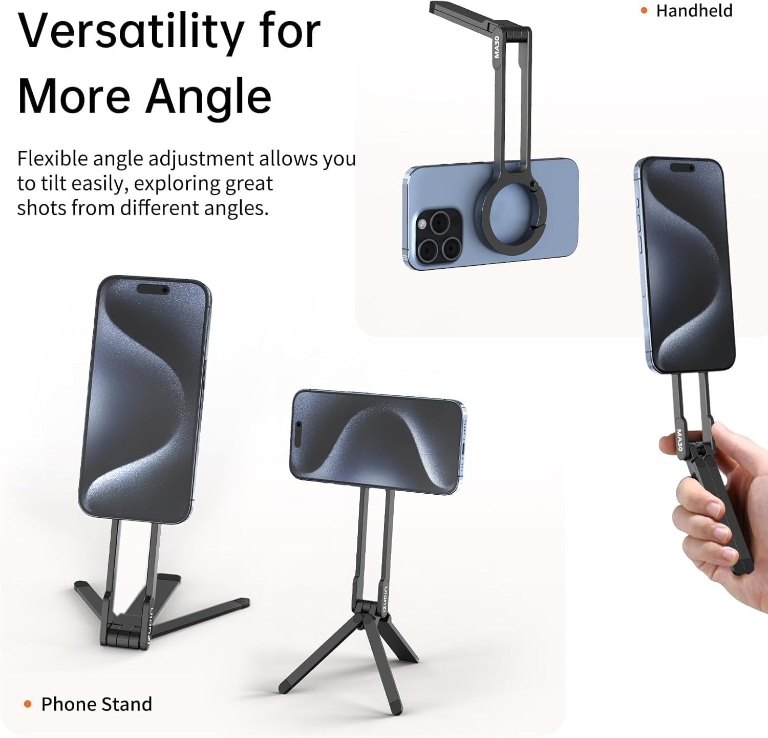 ULANZI MA30 Magnetic Phone Tripod Stand for iPhone - Aluminium Maglock Smartphone Mini Tripod Pocket Cell Phone Stand Dual-Sided Magnet Quick Mount โ image 5