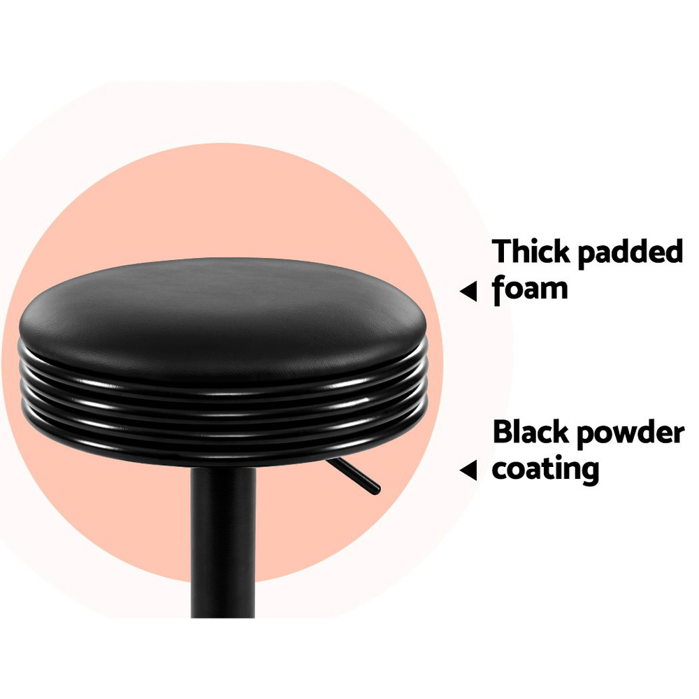 Artiss 2x Bar Stools Leather Padded Gas Lift Black — image 6