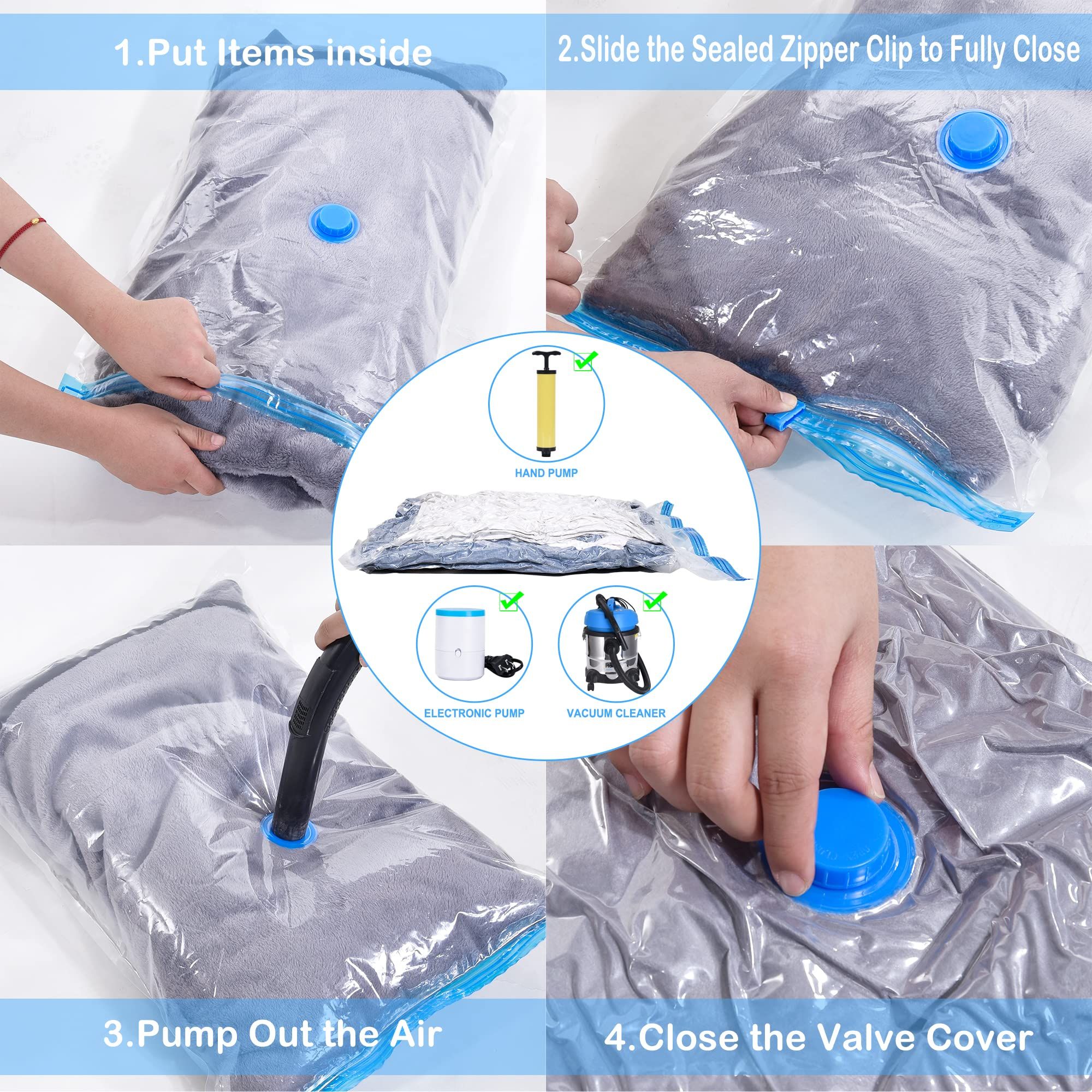 Vacuum Storage Bags, Works with Any Vacuum Cleaner, to Store Clothes and beddings, Keep Away from Moisture (6 pcs(60X40) CM) — image 4