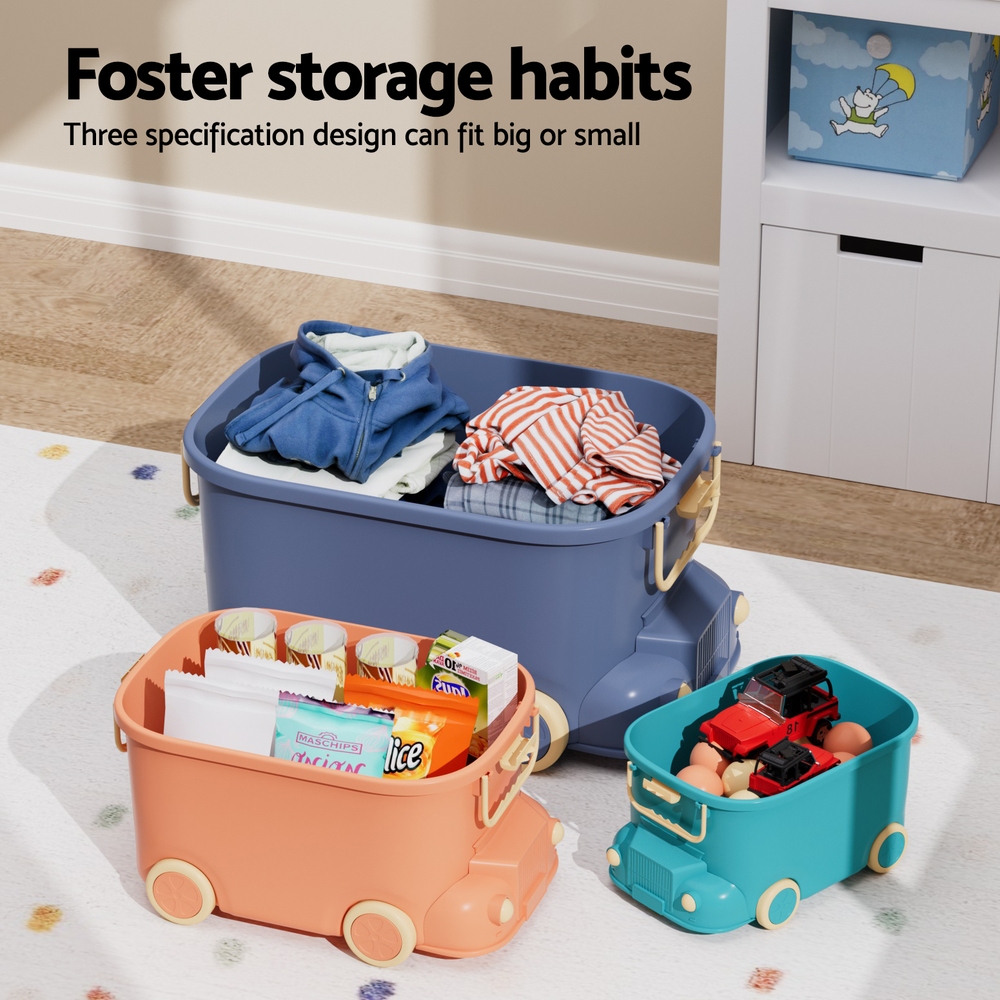 Keezi 3PCS Toy Storage Box Cute Car Toy Container Kids Toys Organiser Snack Boxes โ image 5