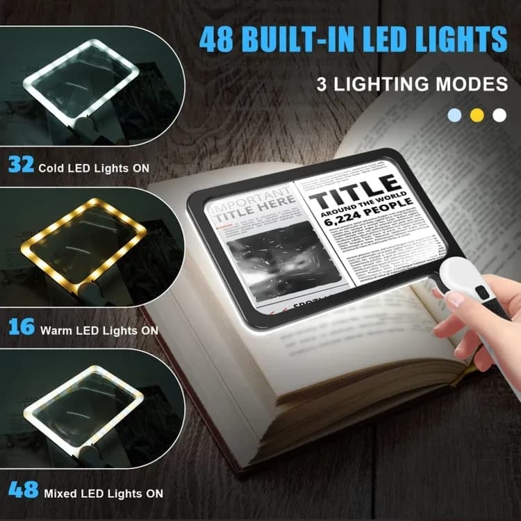 5X Magnifying Glass with 48 LED Lights, 3 Modes for Reading — image 3