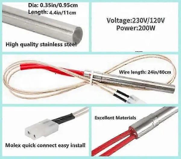 Pellet Grill Igniter Hot Rod Replacement for Traeger, Camp Chef and Pit Boss BBQ Grills, for Reliable Grill Repairs, 120V, 10 × 96 mm — image 4