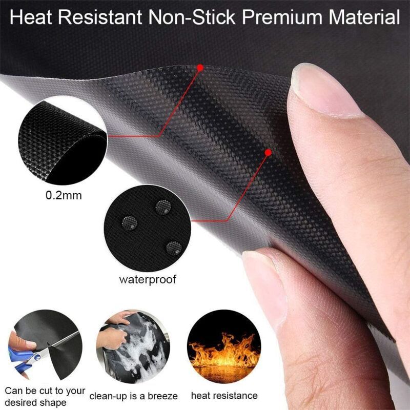 5 Pack Non Stick BBQ Grill Mats Reusable PTFE Teflon Baking Mats for Gas Charcoal Electric Grills — image 2