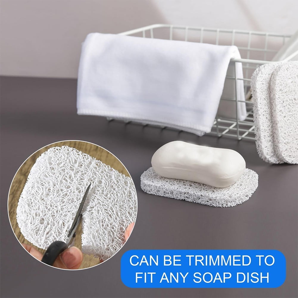 5PCS Shower Soap Bar Saver Lift Holder Dish Sponge Rack Tray Fast Dry Non-Slip white — image 5