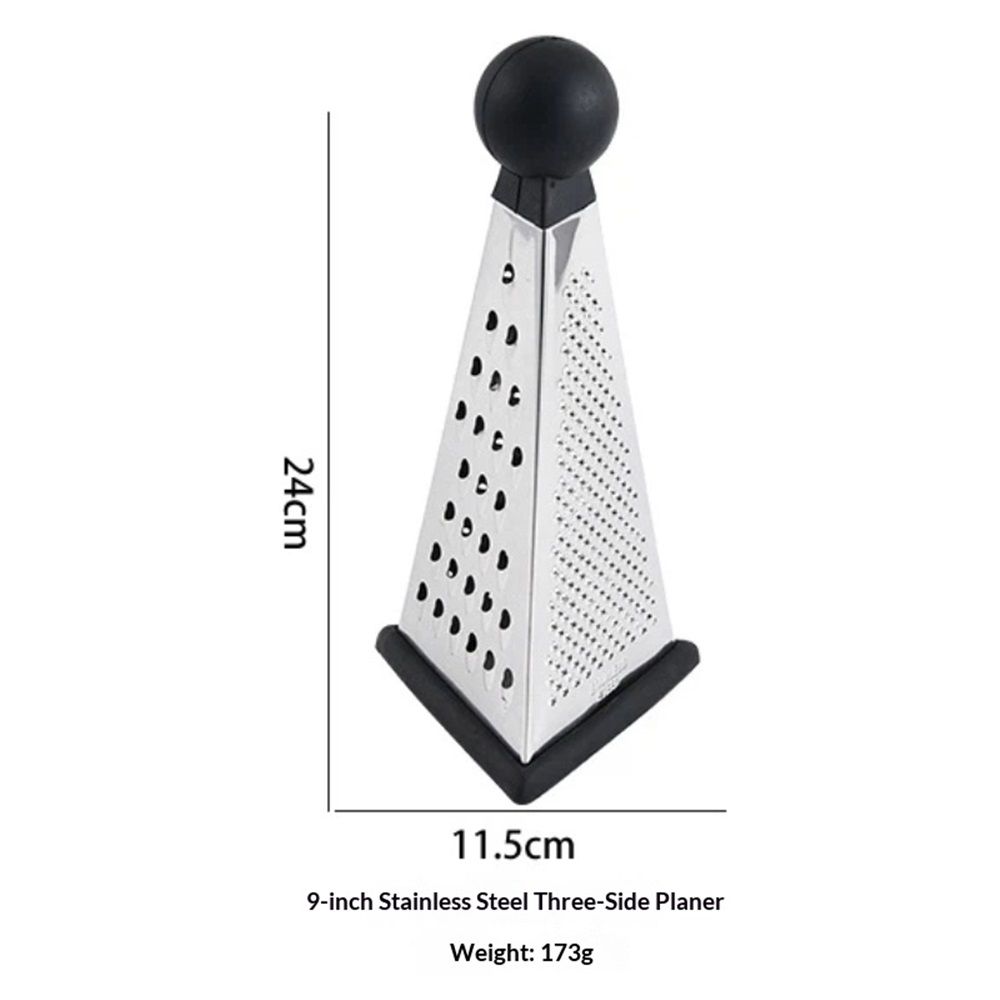 Kitchen Craft Box Grater with Pyramid Design, Stainless Steel, 24 cm, Silver/Black, for Potato, Chocolate, Parmesan, Ginger โ image 3