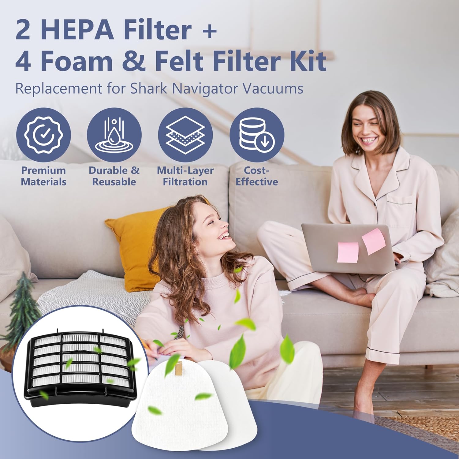2 HEPA + 4 Foam & Felt Filters Compatible with Shark Navigator Lift-Away Deluex NV350, NV351, NV352, NV355, NV356E, NV357, NV360, NV370, NV391, UV440, UV490 — image 2