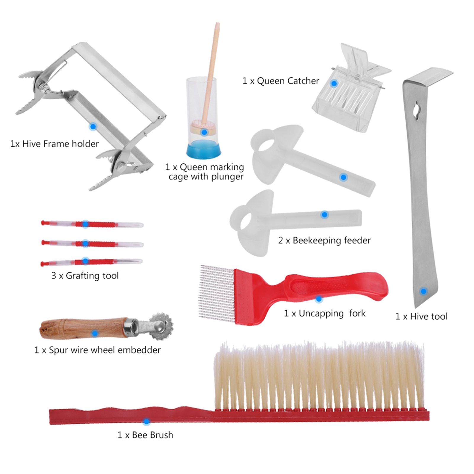 12Pcs Beekeeping Tools Kit Stainless Steel Hive Tool Bee Brush Extracting Fork — image 2