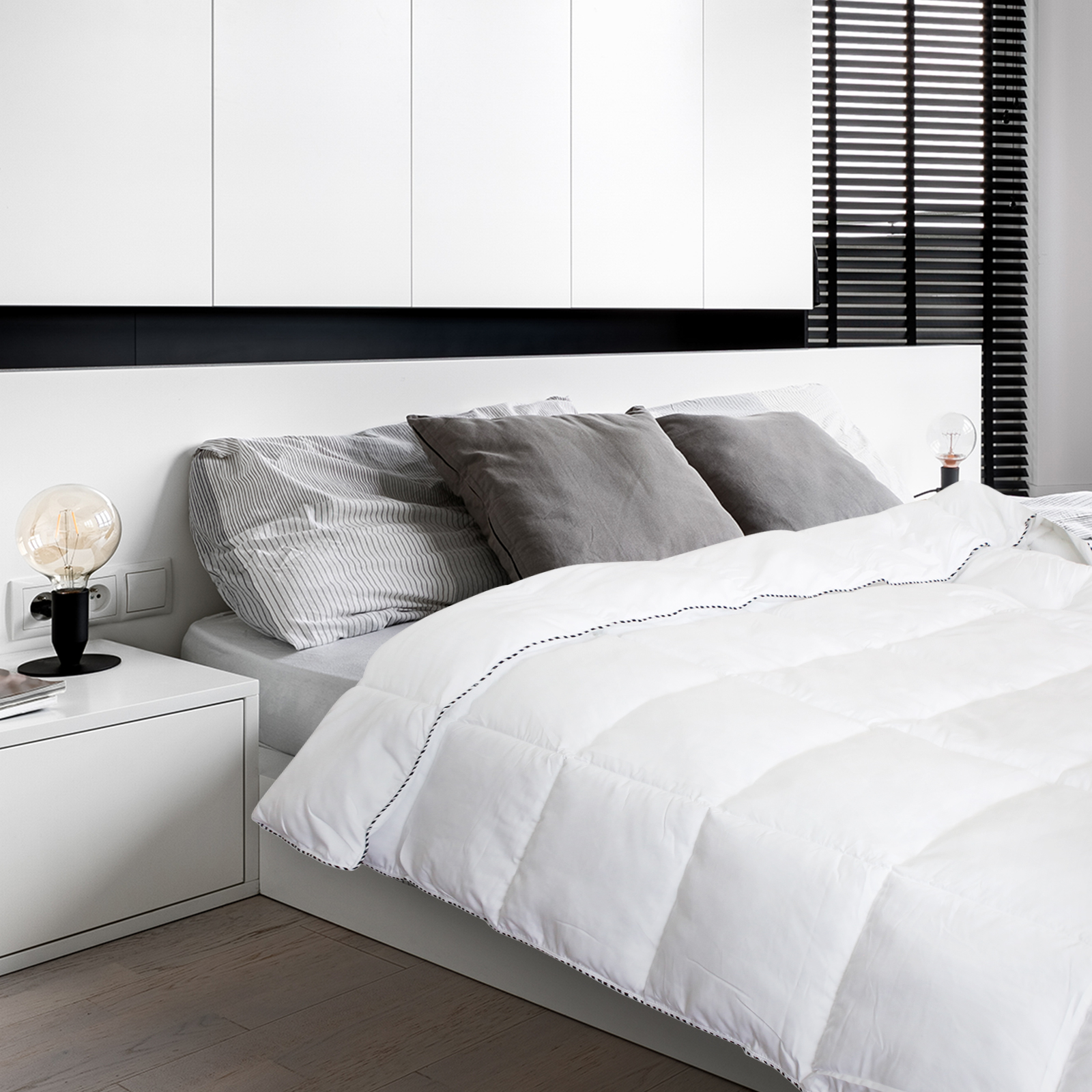 Royal Comfort Bamboo Blend Quilt 250GSM Luxury Duvet 100% Cotton Cover - King - White — image 4