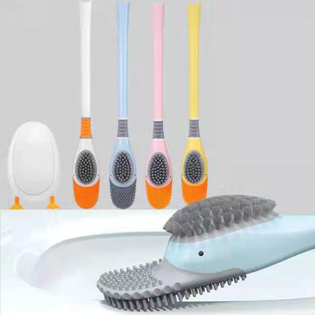 Diving Duck Toilet Brush,Soft Silicone Flex Toilet Brush and Holder,Cartoon Duck Deep Cleaning Bathroom Brush Toilet Accessory,Creative Wall-Mounted Silicone โ image 2