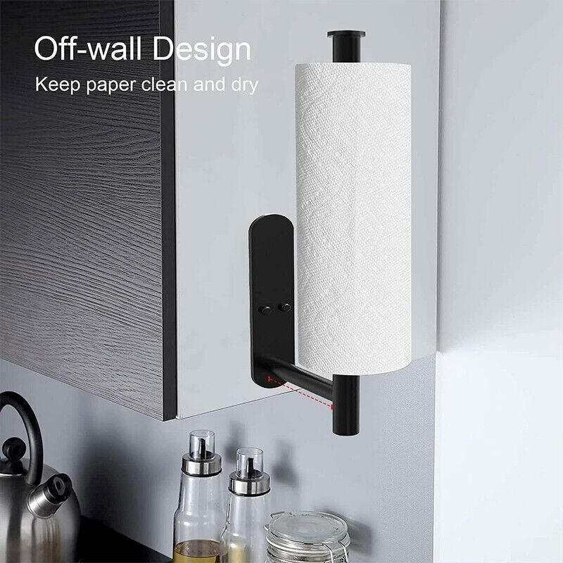 Kitchen Hanger Paper Roll Cabinet Towel Holder Organizer Rack Shelf Wall Adhesive - Silver — image 6