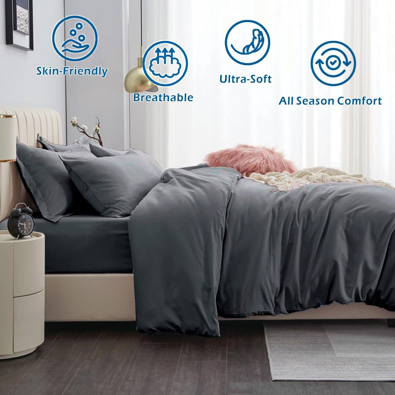 3 Piece Hotel Soft Microfiber Quilt Cover Set-2000TC Duvet/Donna Cover Set & Pillowcases -1 Quilt Cover Zipper Closure & 1 x Pillowcases-Breathable Bedding — image 2