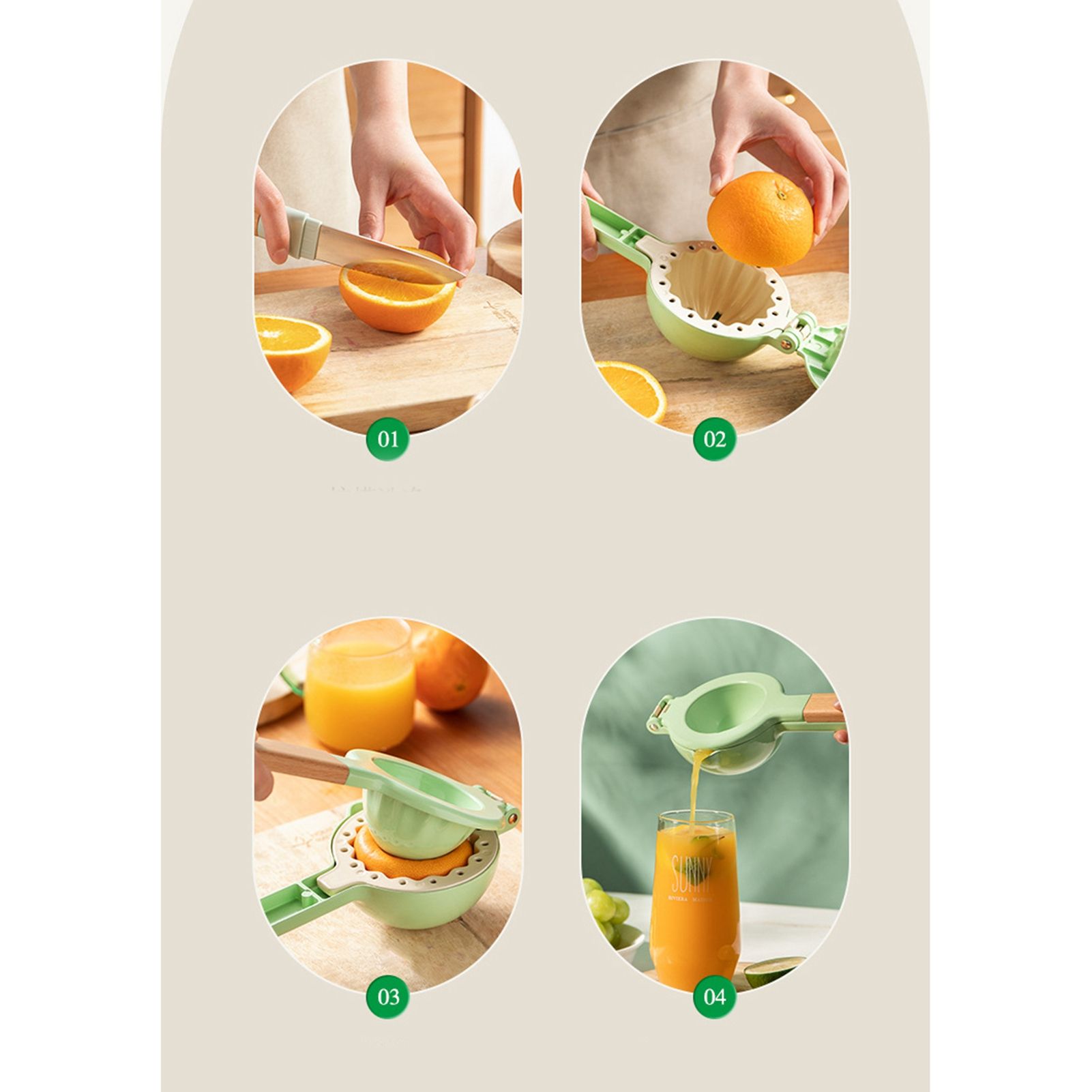 Citrus Juicer Strong Metal Wooden Handle Ergonomic Design Food Grade Coating Hand Juicer White (Wooden Handle) — image 5