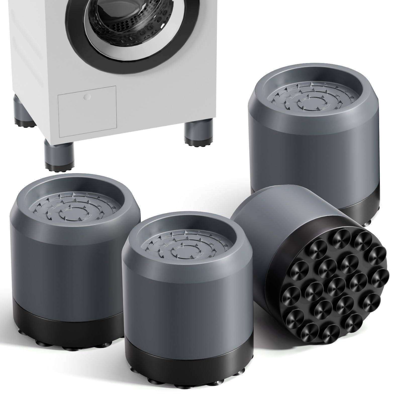 Anti Vibration Pads for Washing Machine with Strong Suction Cup, 4 PCS Non Slip and Noise Cancelling Stabilizer Support Feet(Grey)