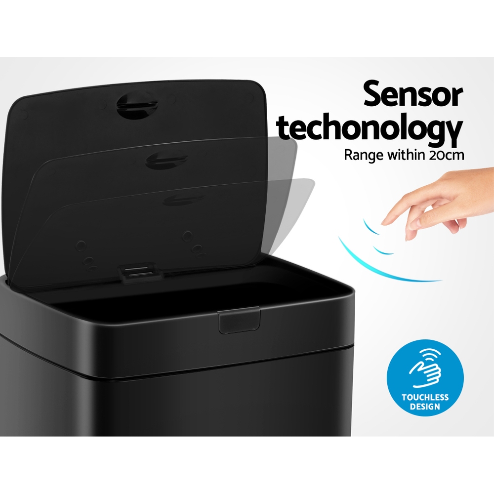 Devanti 45L Motion Sensor Bin Rubbish Automatic Black โ image 4