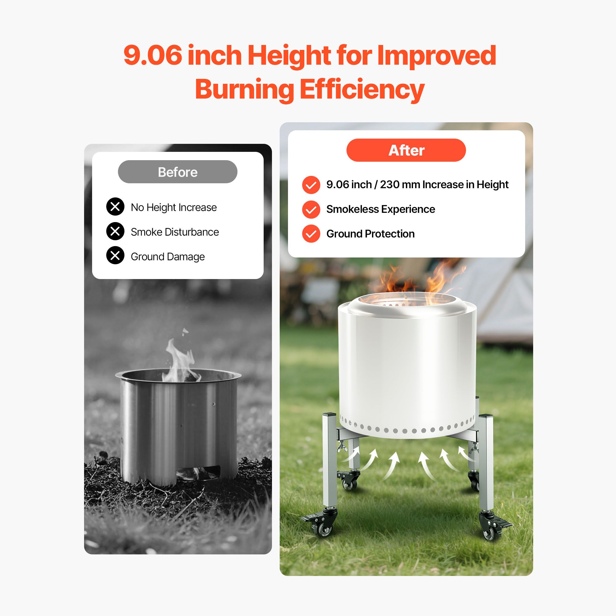 Fire Pit Stand, 38-68.6 cm Adjustable Stretch with 4 Casters, Firepit Stand for Solo Stove Bonfire Ranger Yukon & Other Outside Firepit, Stainless Steel — image 4