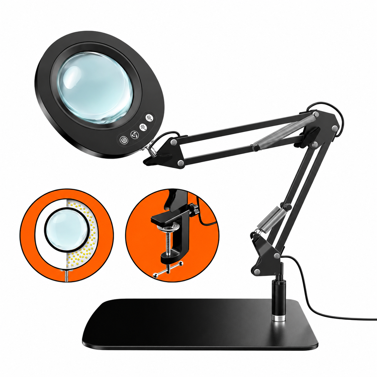 Professional 10X Magnifying Desk Lamp with Adjustable Swing Arm, 5 Color Modes & 10 Brightness Levels LED Light, Precision Repairs, Crafts — image 2