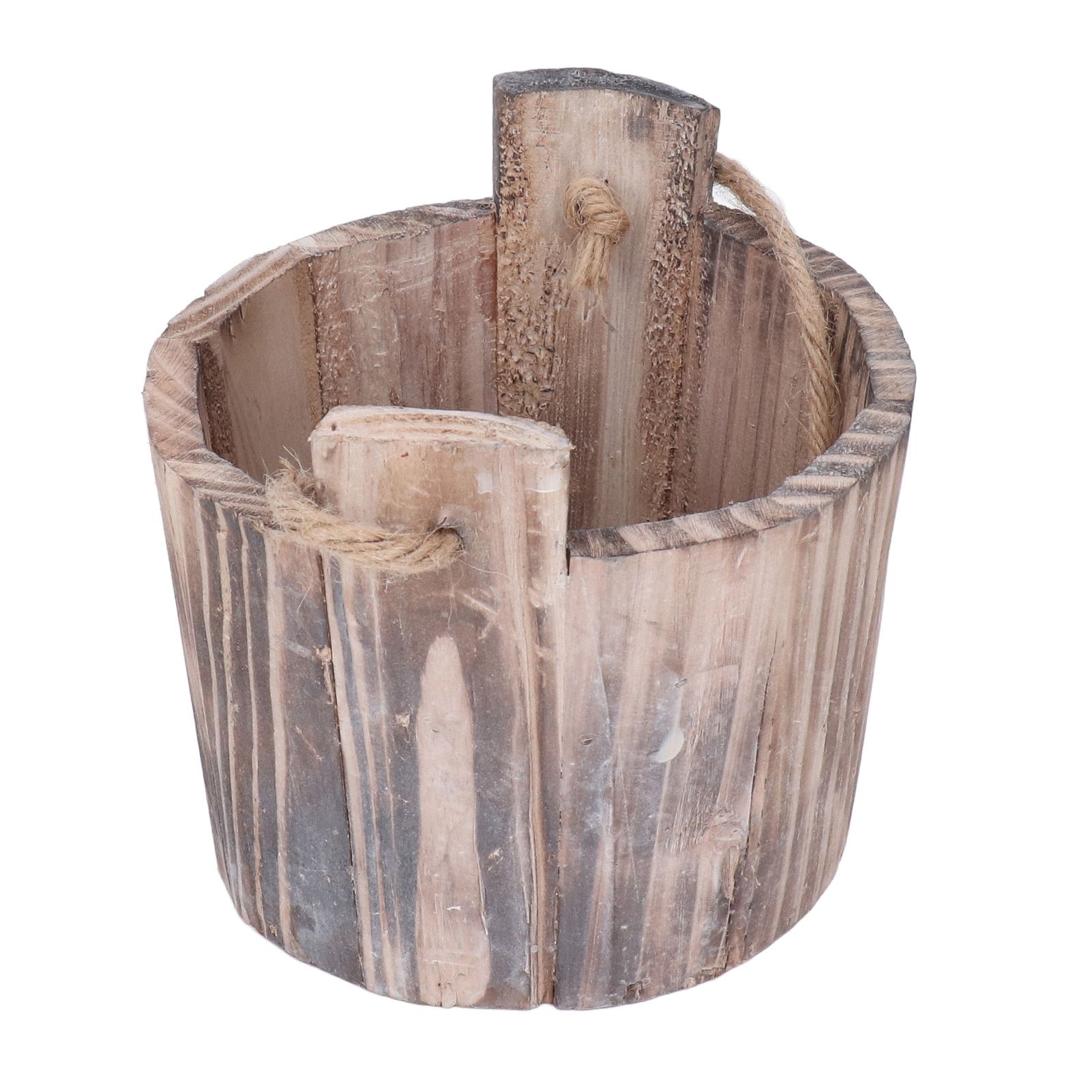 Barrel Planter Round Vintage Rustic Style Wall Hanging Wooden Garden Flower Pot for Garden Patio Office Home — image 4