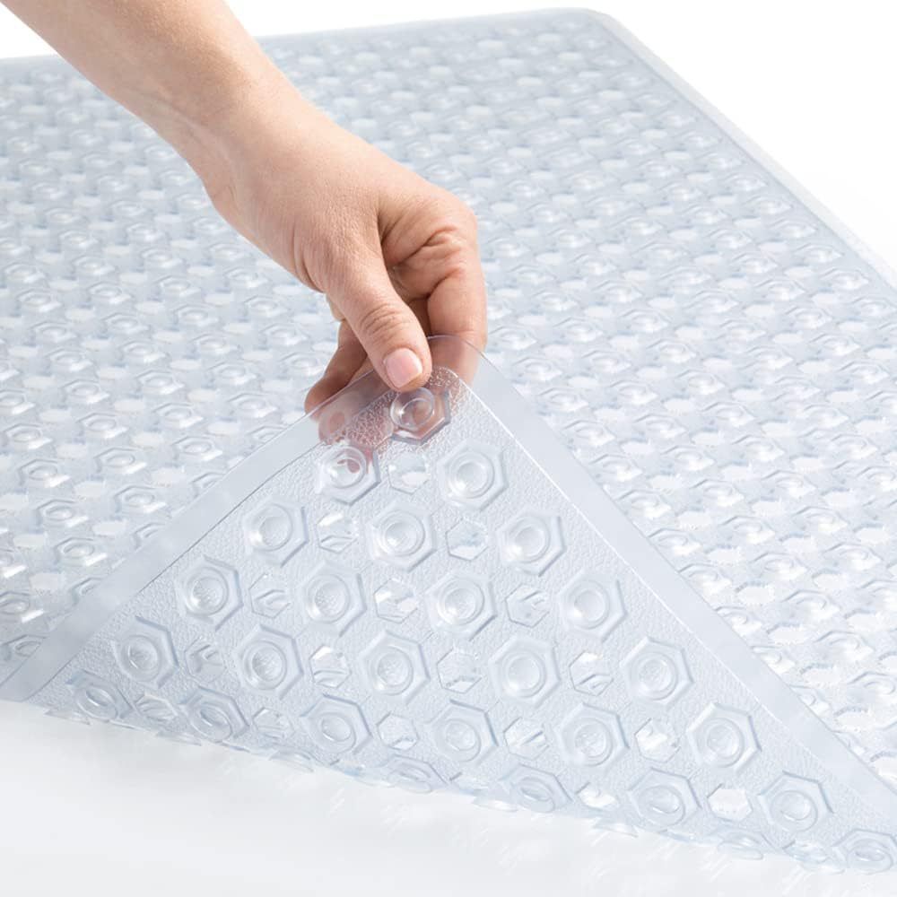 Bath Tub Mat Non Slip, 53*53cm Long Shower Mat, Machine Washable Bathmat with Drain Holes and Suction Cups, Soft on Feet, Bathroom Essentials, translucent โ image 2