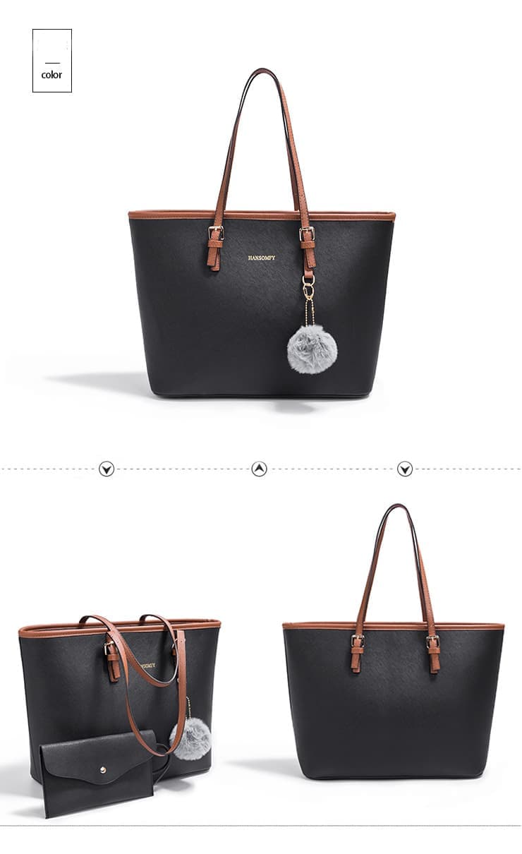 Women's Large Capacity PU Leather Tote Shoulder Bag for Work Shopping Party, Light Brown — image 2