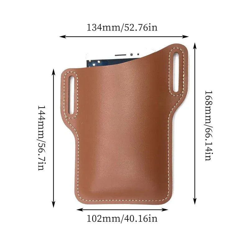 Leather Phone Holster Pouch Belt Clip Loop Waist Bag Cover Case for Men - Dark Brown โ image 4