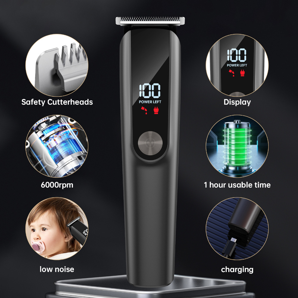 Gray Multifunctional Rechargeable Hair Clipper Set - Waterproof Electric Hair Trimmer — image 3