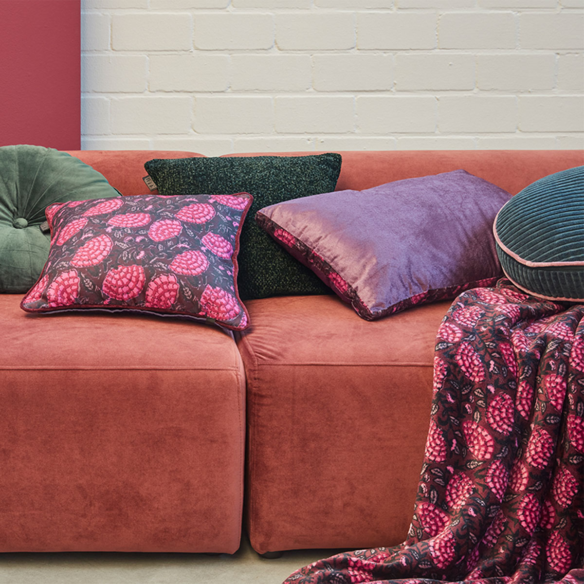 KAAT Amsterdam Boline Aubergine Velvet Oblong Filled Cushion 40cm x 60cm — image 4