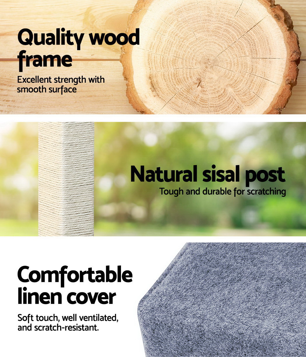 i.Pet Cat Tree 124cm Scratching Post Tower Scratcher Trees Wood Condo Board โ image 5