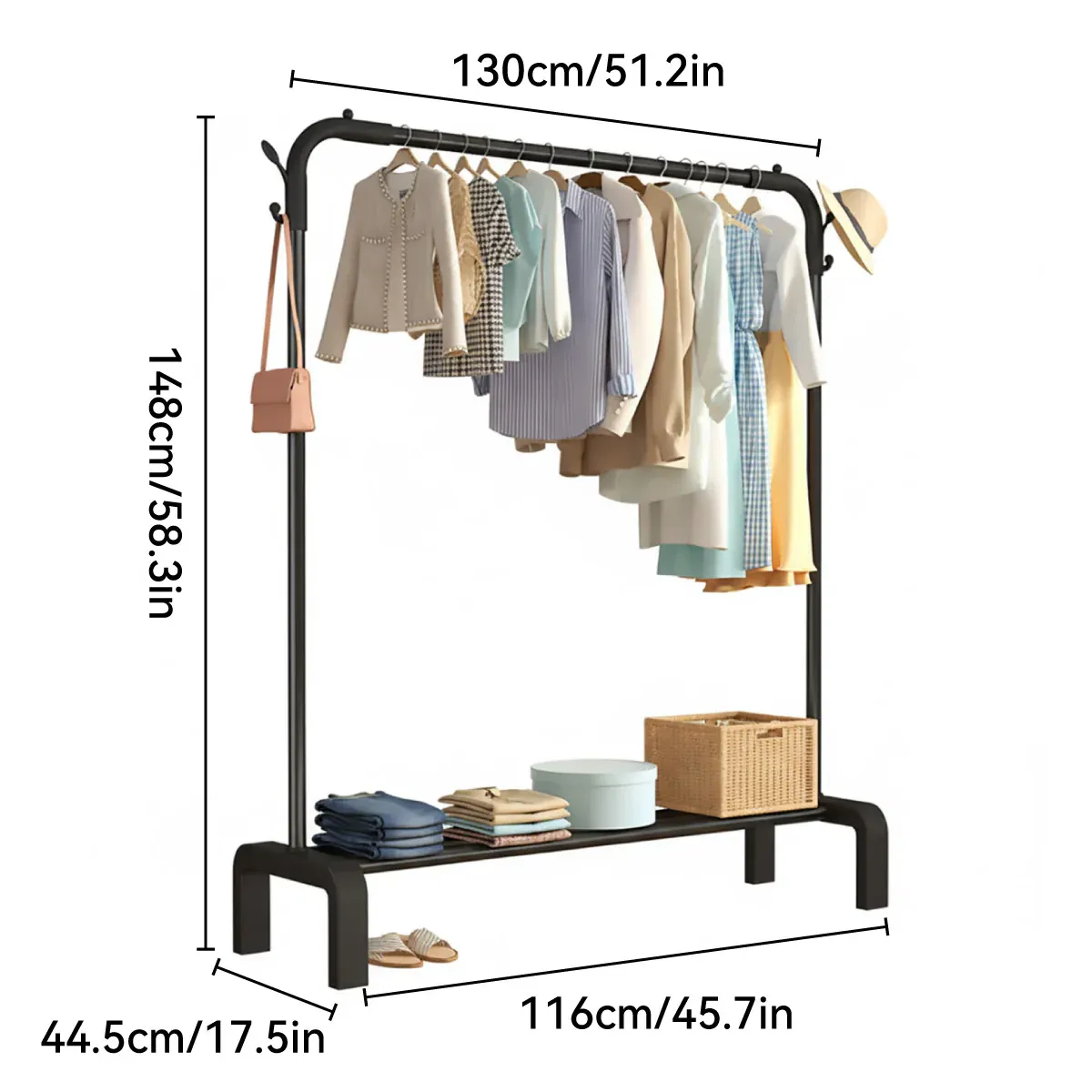 Clothes Rack Durable Sturdy for Home Bedroom Laundry Room Storage Organizer - White — image 4