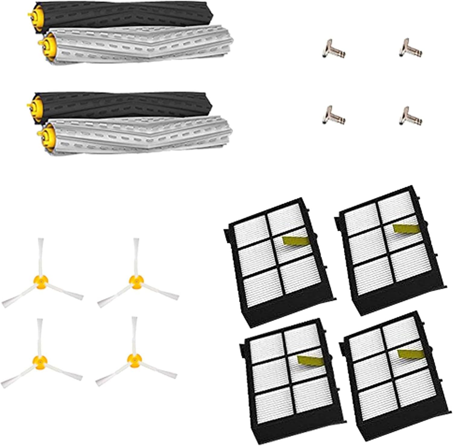 Extractor Roller Side Brushes & Hepa ilters Replenishment Kit Compatible with iRobot Roomba 800 900 Series 805 860 861 870 871 880 890 891 960 980 981 985