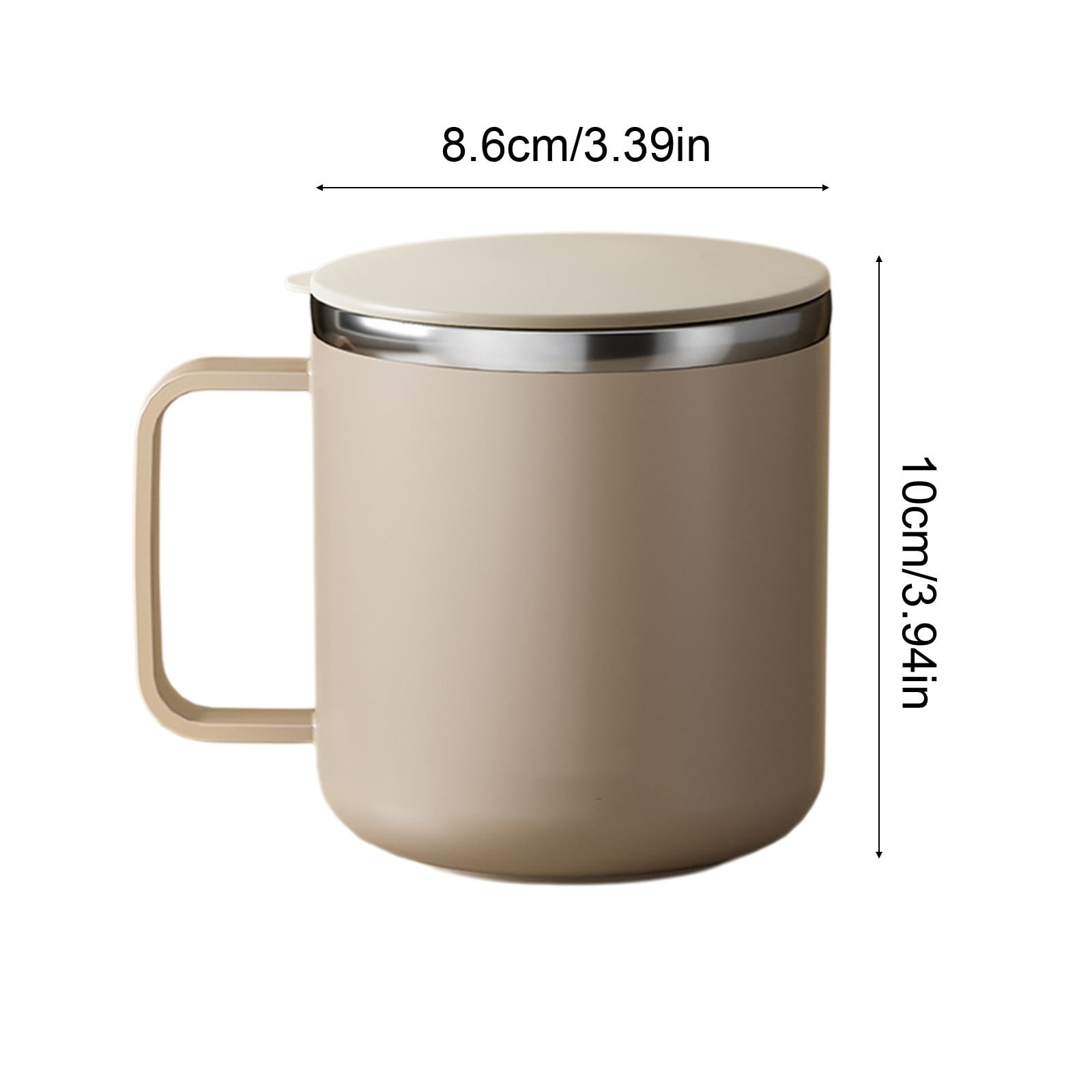Insulated Coffee Mug, 20oz Stainless Steel Tumbler with Slider Lid Travel Coffee Cups with Handle for Camping Office Home,ZB_#Khaki β image 3