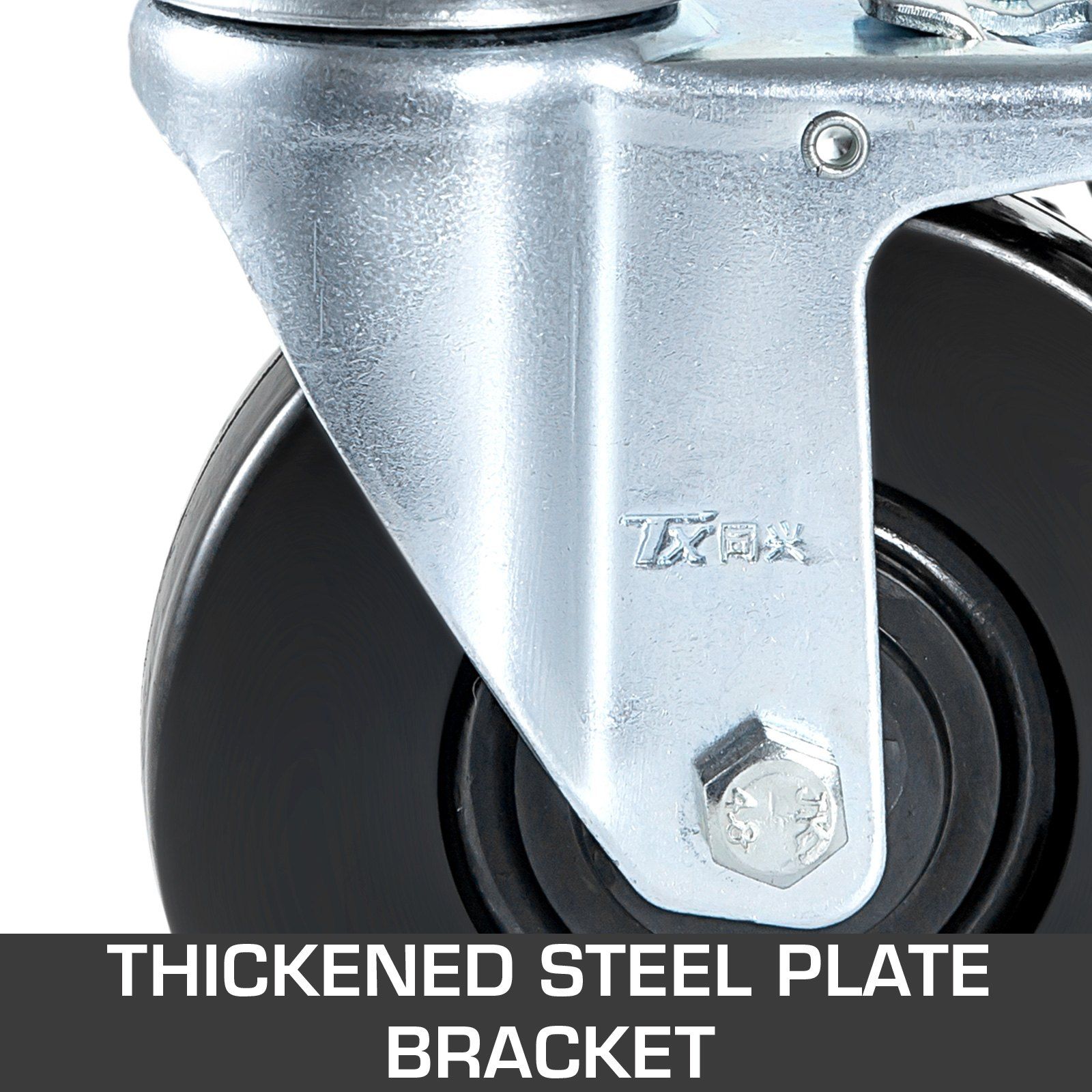 4 Pack 5 Inch Scaffolding Swivel Caster Wheels Heavy Duty Rubber Casters with Dual Locking 1.26 Inch Square Stem 440lbs Capacity per Wheel — image 4