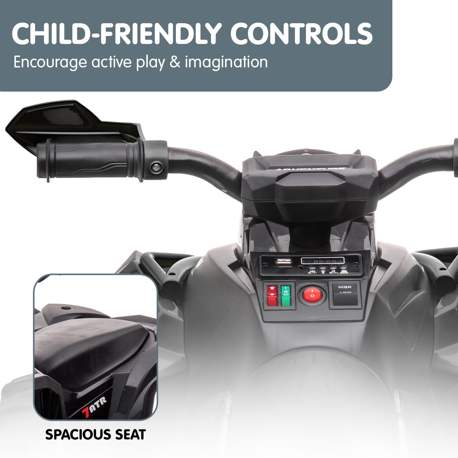 Kahuna GTS99 Kids Electric Ride On Quad Bike Toy ATV 50W - Black โ image 4