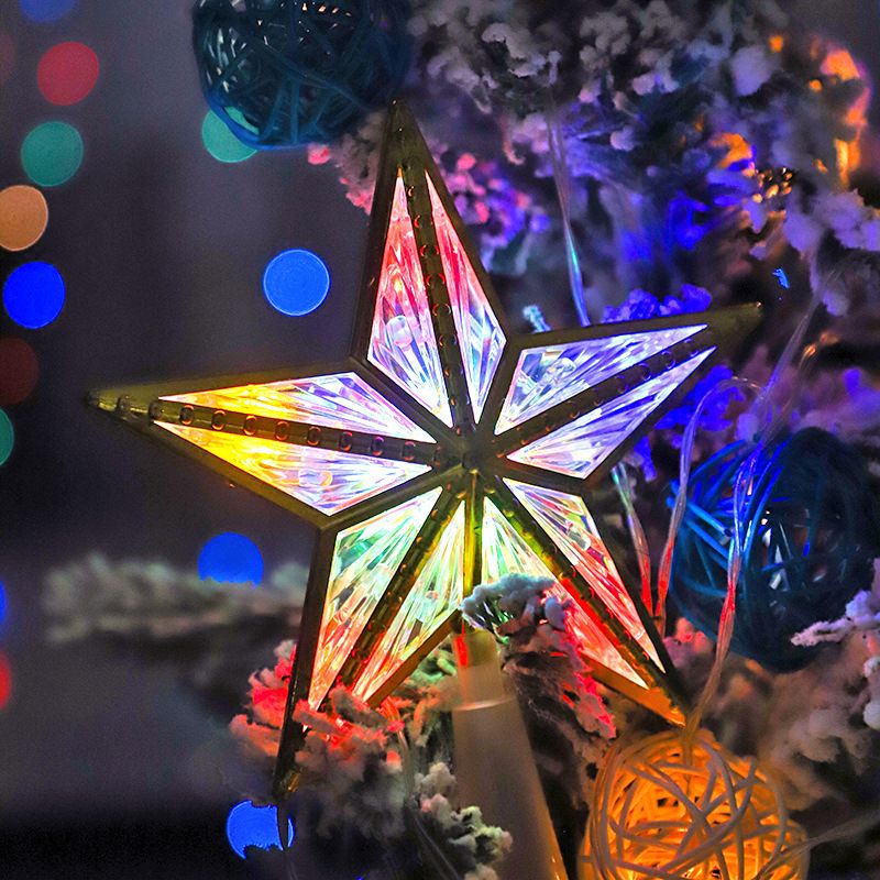 2PCS Star Christmas Tree Topper, 3D Star Tree Topper Lights, Double Sided Christmas Tree-top with 10 LED Warm white+color โ image 3