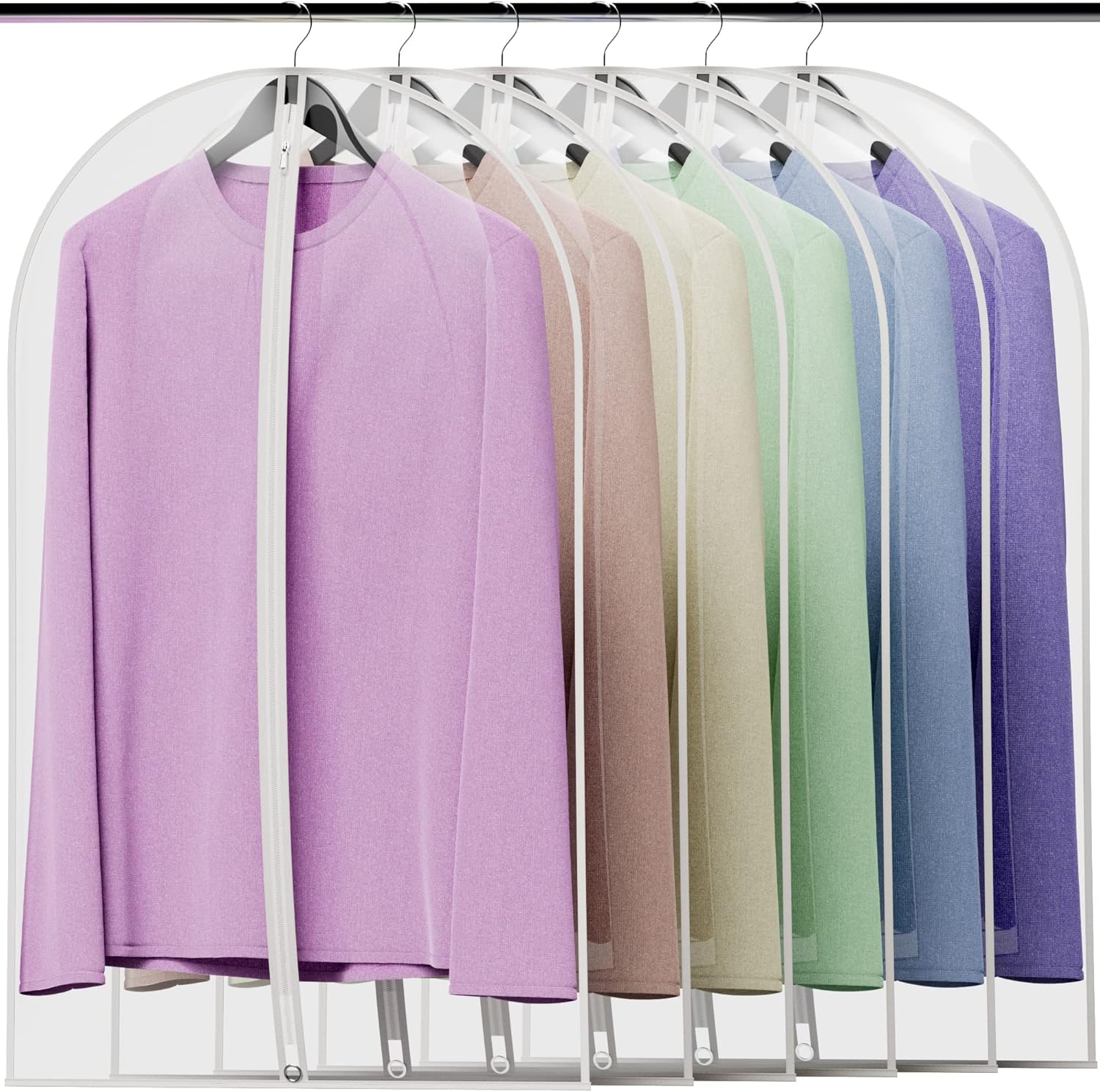 HANGERWORLD Clear 40inch Showerproof White Trim Suit Coat Garment Clothes Carry Cover Protector Bags (12)
