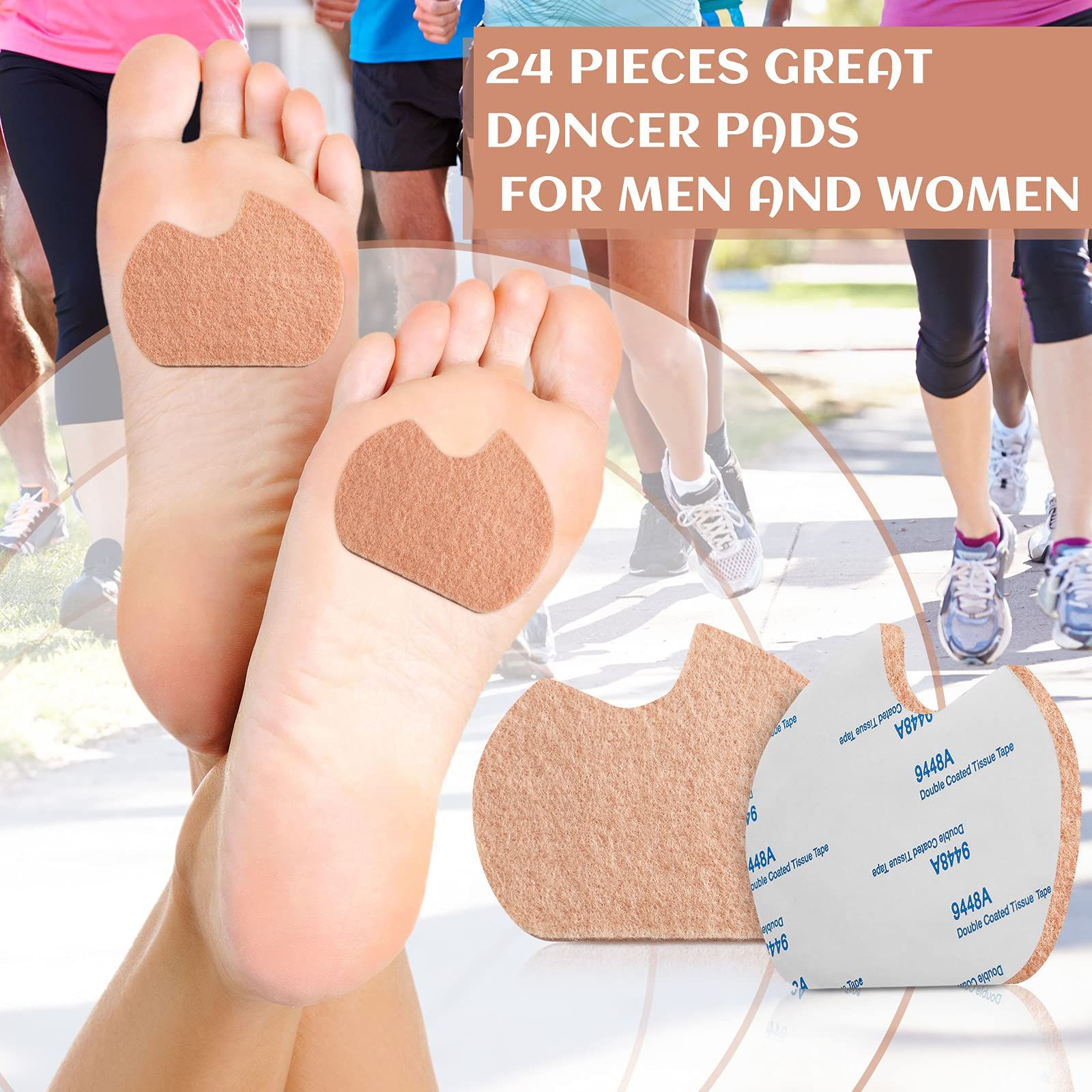 24 Pieces Foot Pads for Dancer Sesamoiditis Pads for Ball of feet Pain Felt Forefoot Cushion Pads - Foot Cushion Pads (Beige) โ image 4
